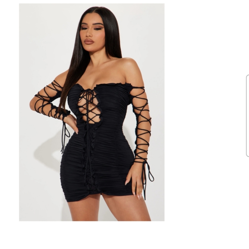 Fashion Nova Black Lace-Up Mini Dress